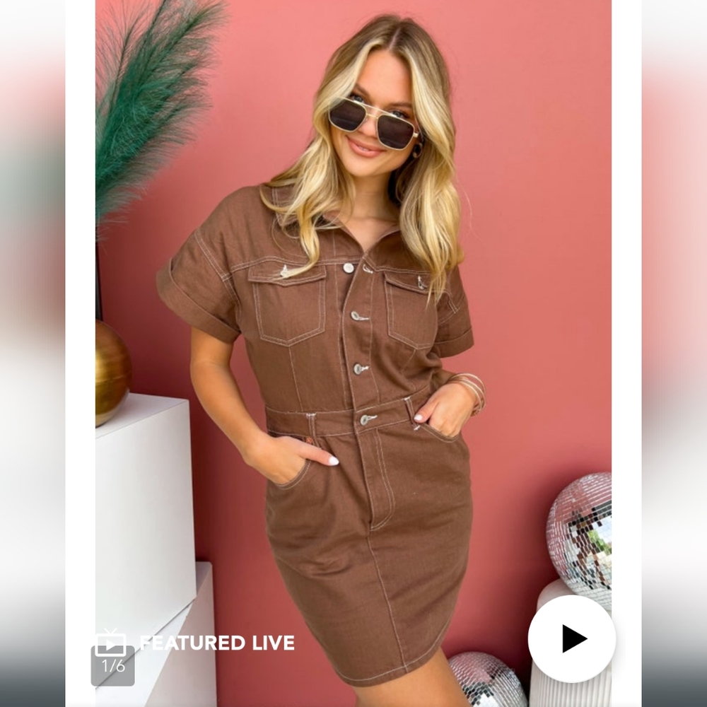 NEW Brown Denim Dress